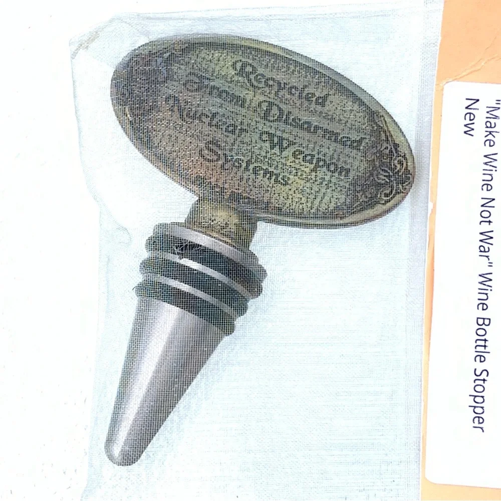Bronze Wine Bottle Stopper ~ Make Wine Not War